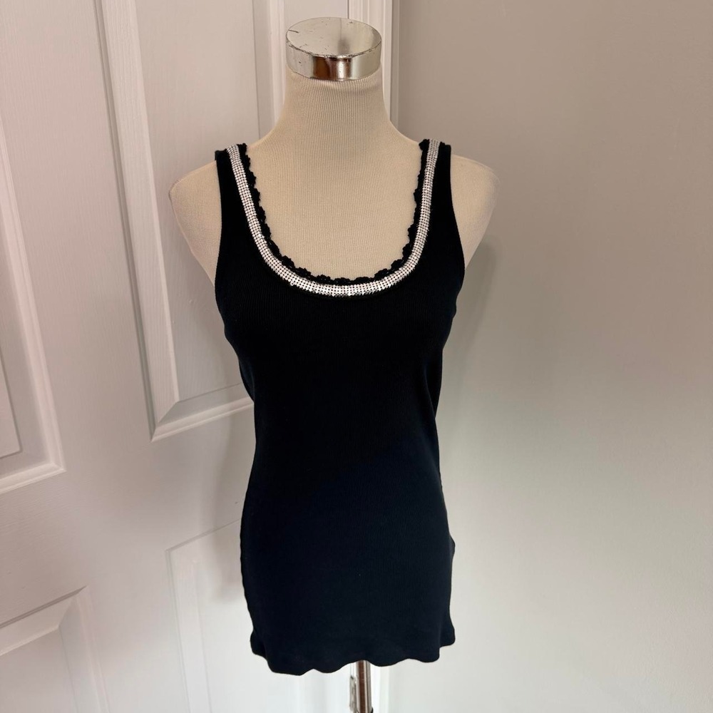 Y2K BLACK THE LIMITED GLITTERY TRIM TANK TOP